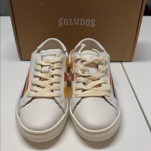 Brand New: Soludos Cream Sneakers with Colorful Design